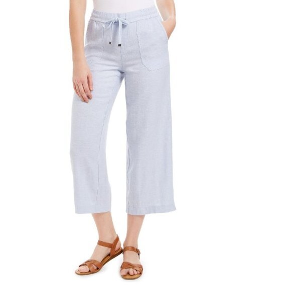Style & Co Wide-Leg Linen Cropped Pants - Picture 1 of 7